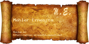 Mehler Erneszta névjegykártya